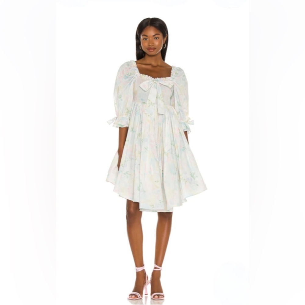 Selkie Shabby Chic Dress Sweetcorn Floral Watercolor Mini Dress Revolve Size XS
